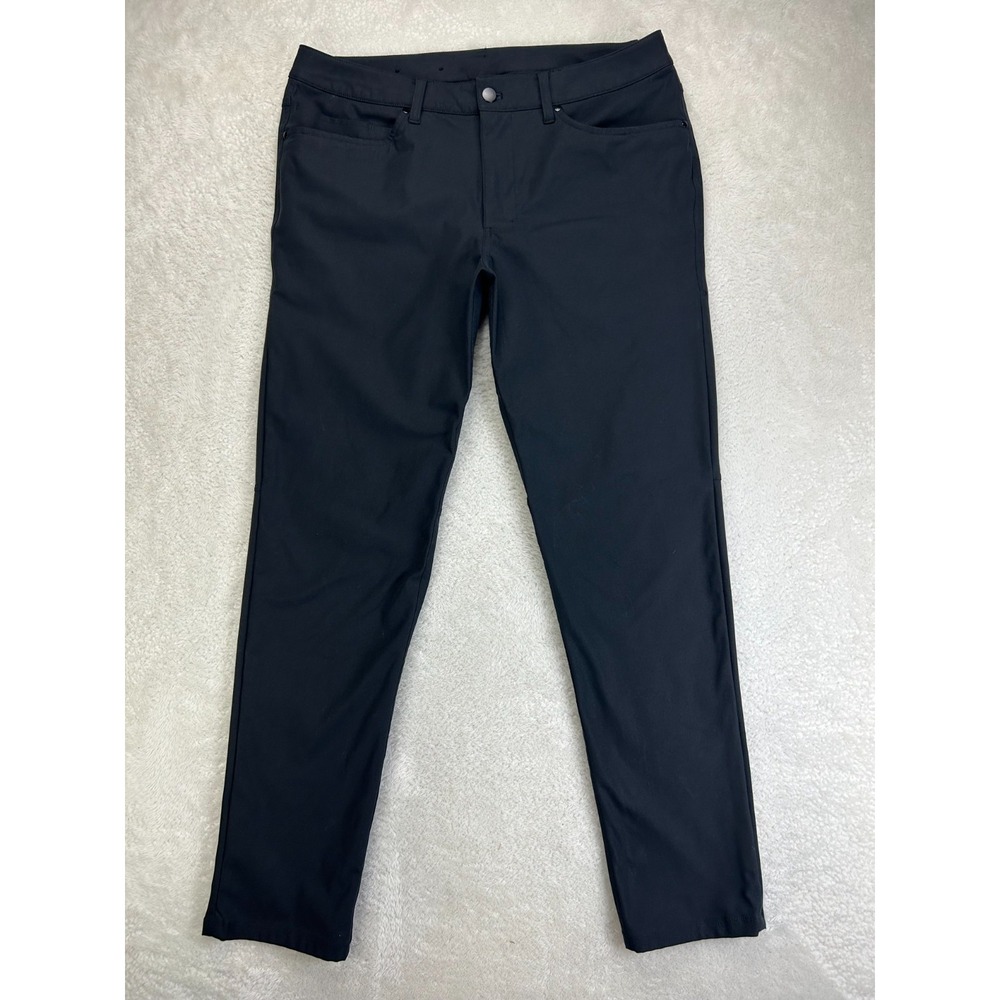 Lululemon ABC Pants Mens 34 Navy Blue Warpstreme Slim Fit 5-Pocket Flat Front